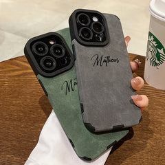 Personalized Luxury Leather Lambskin Shockproof Case For iPhone 16 15 14 13 12 11 Pro Max Customized Name DIY Cover 15 Pro Max