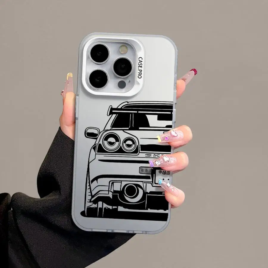 JDM Dream Car Cool Cover Phone Case for iPhone 16 Pro 15 Pro Max 14 13 12 11 XS 14 Pro Max 16 Plus 14Pro 12Pro Soft Shell - Caseverse