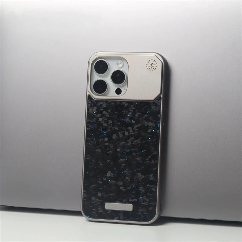Luxury Forged Carbon Fiber Magsafe Phone Case For iPhone 16 16pro 15 Pro Max Wireless Charging Metal Frameless Shockproof Cover - Caseverse