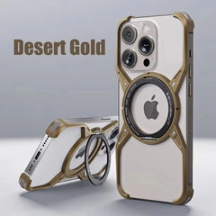 Metal Frameless Magsafe Magnetic Holder Phone Case For iPhone 16 15 14 13 Pro Max 16promax Aluminum Alloy Frame Shockproof Cover