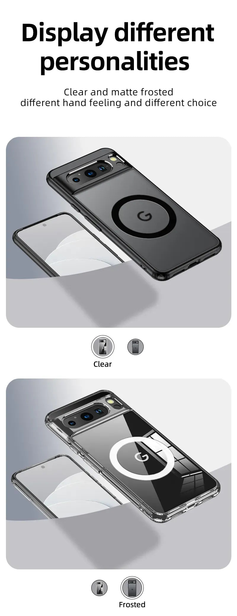 For Google Pixel 9 8 Pro XL 7 8a 7a Case Magnetic Wireless Charging Translucent Frosted Shockproof Bumper Soft Cover Accessory