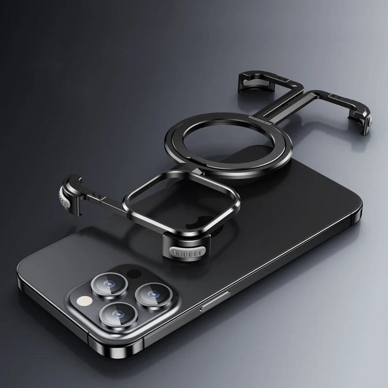 Metal Frame Magsafe Phone Case for iPhone 16 15 14 13 Pro Max Wireless Charging Aluminum Alloy Frameless Holder Shockproof Cover