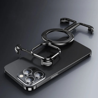 Metal Frame Magsafe Phone Case for iPhone 16 15 14 13 Pro Max Wireless Charging Aluminum Alloy Frameless Holder Shockproof Cover