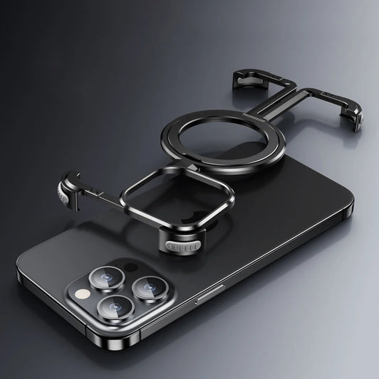 Metal Frame Magsafe Phone Case for iPhone 16 15 14 13 Pro Max Wireless Charging Aluminum Alloy Frameless Holder Shockproof Cover