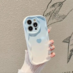 Gradient Love Heart Wavy Phone Case For IPhone 16 15 Pro Max 14 11 13 12 Mini XR 8 7 Plus X XS SE 2022 Clear Soft Silicone Cover