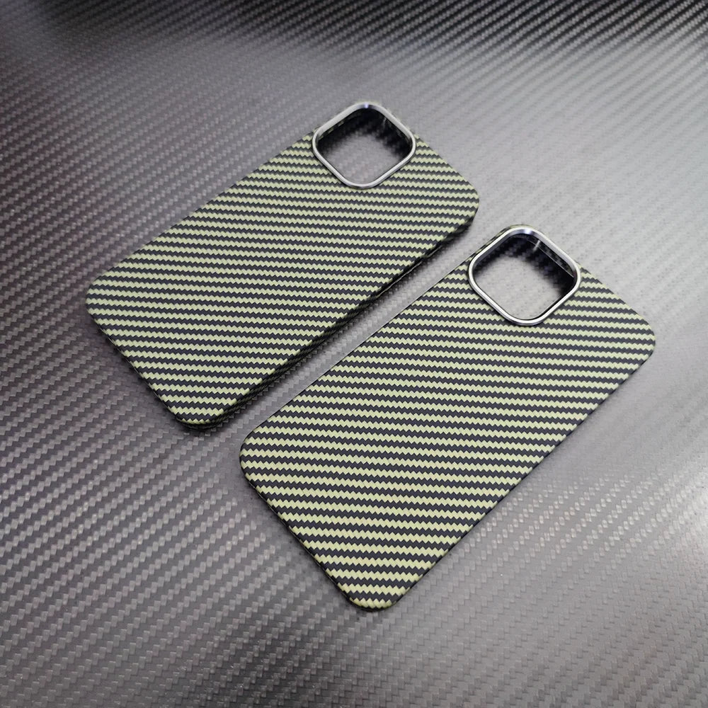 real carbon fiber phone case for iphone16 1514 13 12 pro max case metal ring aramid fiber phone cover for iphone 15/12/13 pro