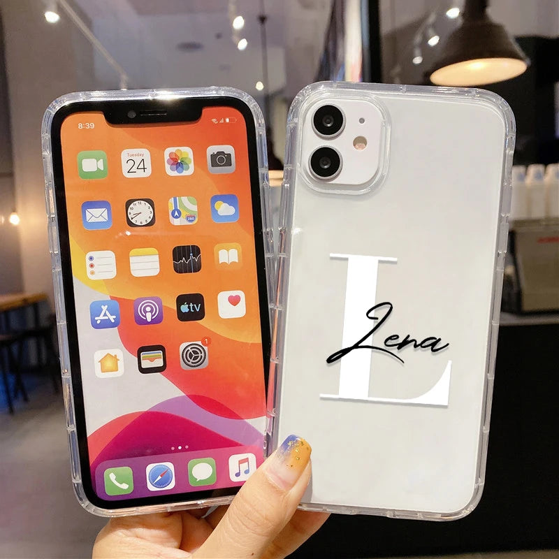 Personalized Custom Name Phone Case For iPhone 13 12 11 14 15 16 pro 16 14 15 Plus Xs MAX XR 12 13 Mini Clear Cover Capa Fundas - Caseverse