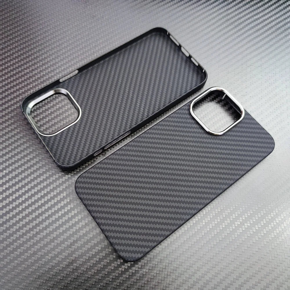 real carbon fiber phone case for iphone16 1514 13 12 pro max case metal ring aramid fiber phone cover for iphone 15/12/13 pro