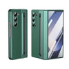 For Galaxy Fold6 S Pen Leather Phone Case Hinge Protection & Built-in Screen Protector Leather Phone Cover for Fold5 Fold4 Black - Caseverse