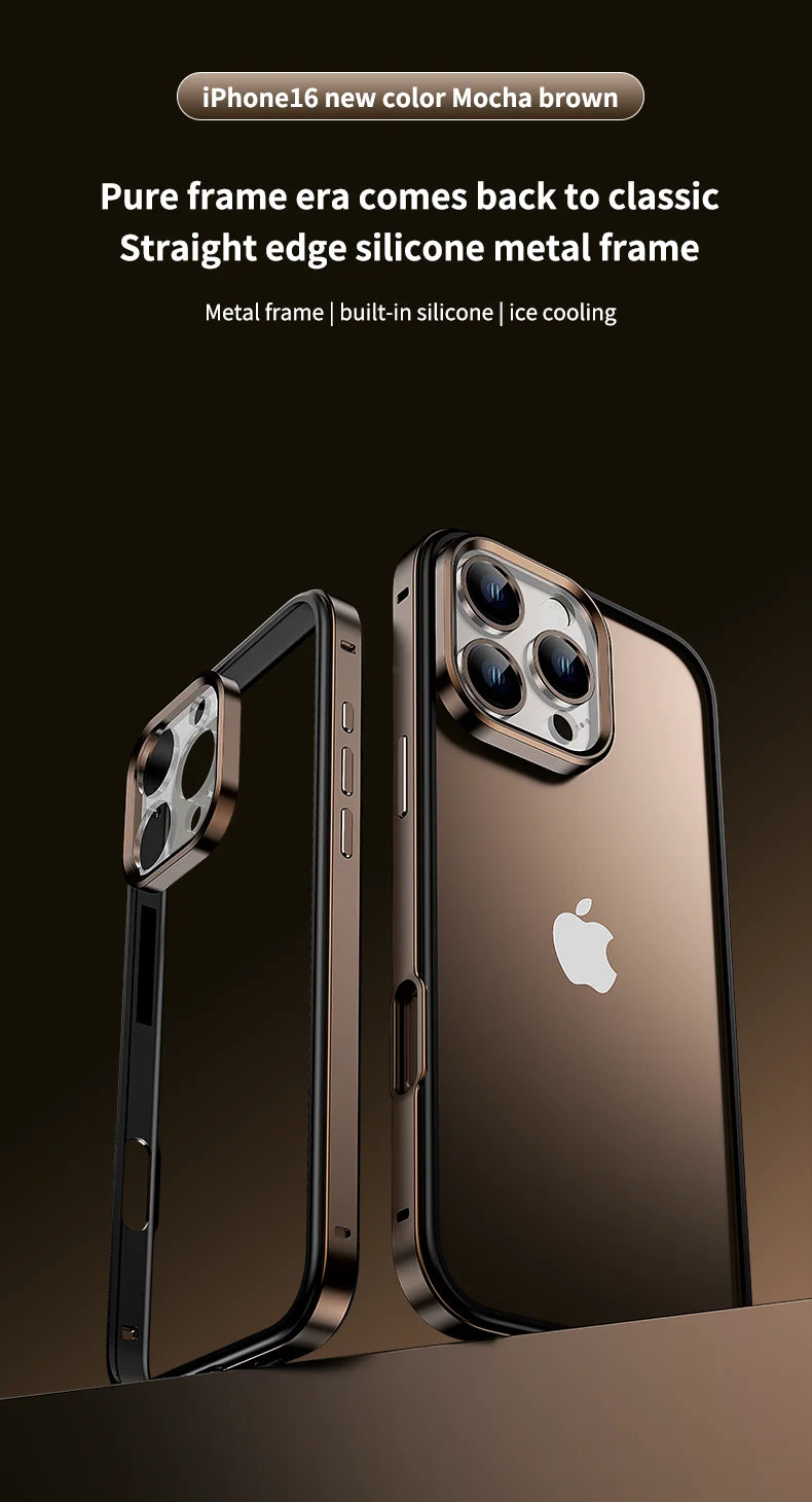 Hybrid Silicone Frame Aluminum Metal Phone Case For iPhone 16 Pro Max 16 Plus 16promax 16pro 16plus Better Heat Bumper