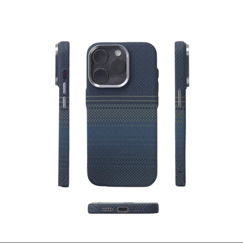 Luxury Matte Carbon Kevlar Metal Lens Magsafe Case For IPhone 16 Plus 15 14 13 12 Pro Max High Quality Business Phone Hard Cover