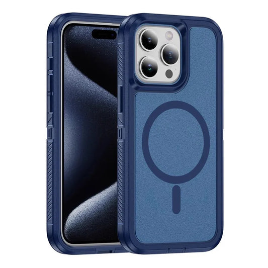 Matte Anti-slip Rugged Armor magnetic phone case for iPhone 15 14 13 12 11 Pro Max magsafe charging shockproof Hybrid hard cover - Caseverse