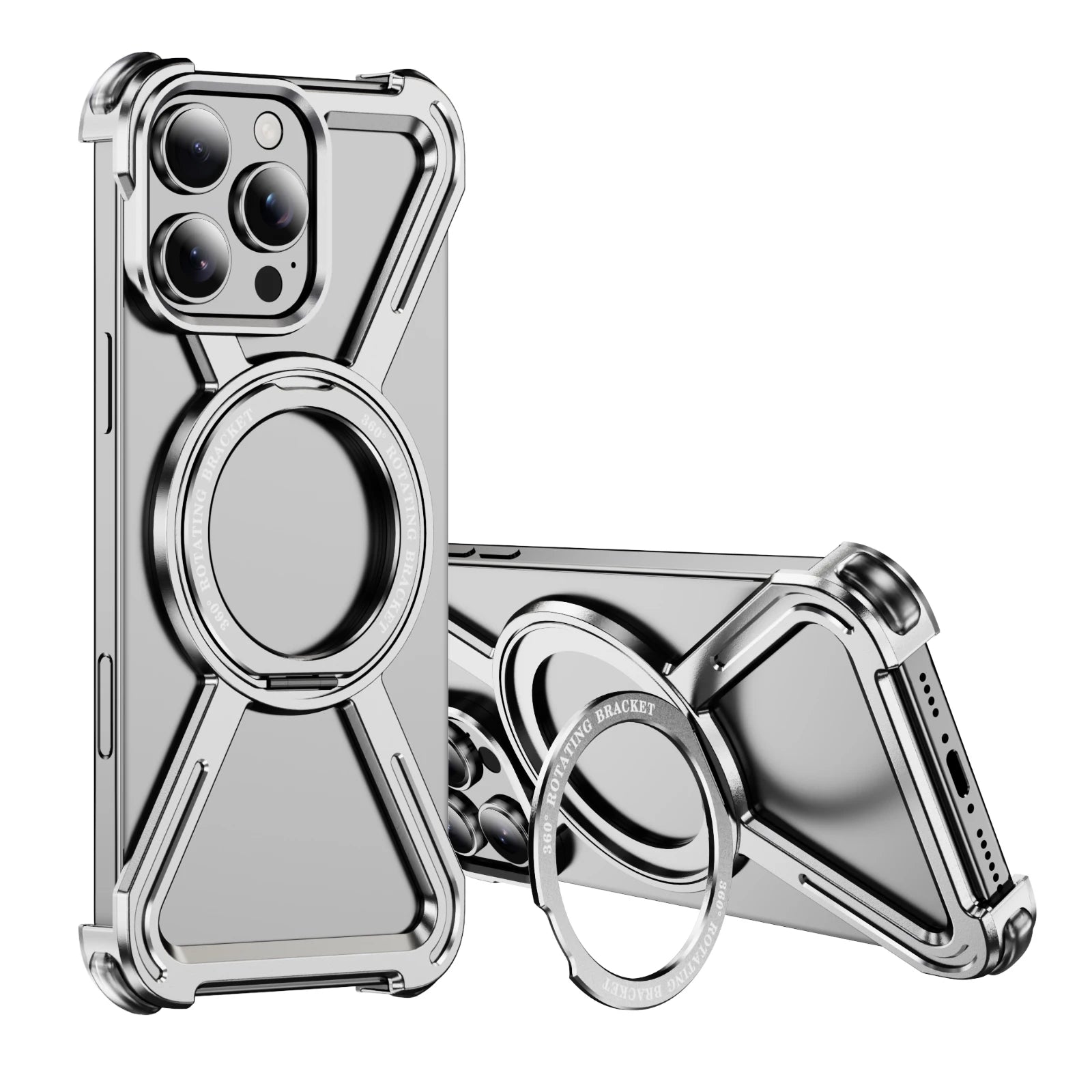 Aluminum Alloy Military armor Rimless Magnetic Phone Case For iphone 16 13 14 15 Plus Pro Max 16E E Metal Airbag protection case - Caseverse