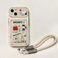 Cute Cartoon Peanut Snoopy Card Holder Pocket Phone Case For iPhone 16 15 14 13 12 11 Pro Max Cases Soft TPU Cover With Lanyard