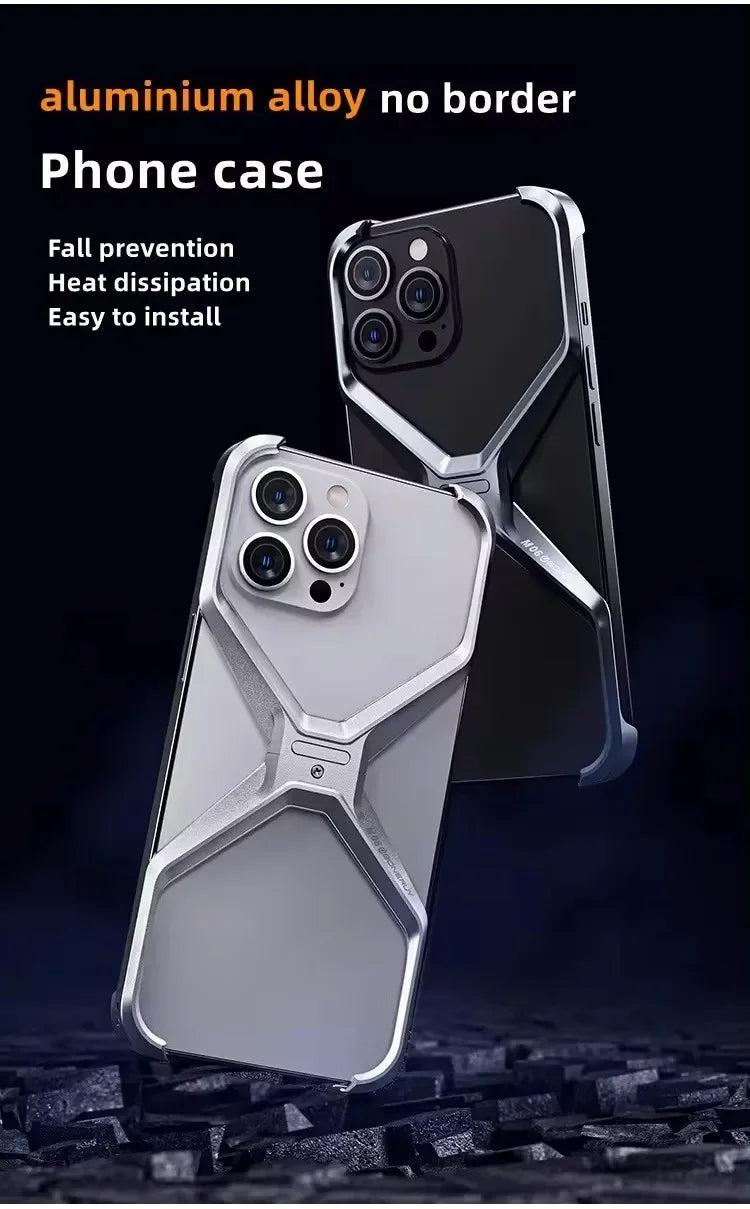 Aluminum Alloy X-shaped Metal Frame  Phone Case for IPhone 16 15 Pro Max 14 13 Military Grade Drop Protection Cover - Caseverse
