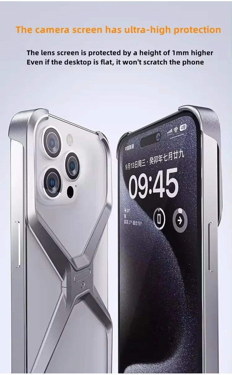 Aluminum Alloy X-shaped Metal Frame  Phone Case for IPhone 16 15 Pro Max 14 13 Military Grade Drop Protection Cover - Caseverse