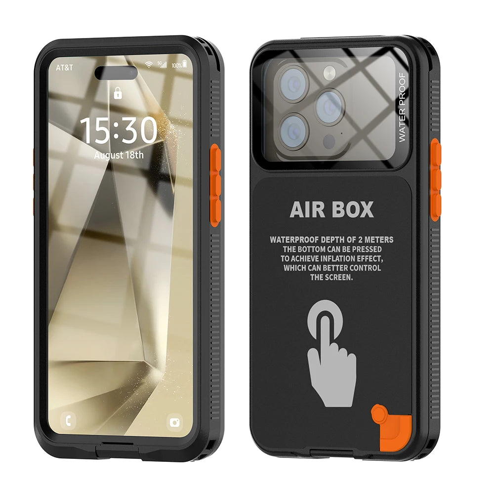 IP68 Waterproof Case For iphone 15 Pro Max Case 14 Plus 12 13 Underwater Full Sealing Cover Shockproof Built-in Screen Protector - Caseverse