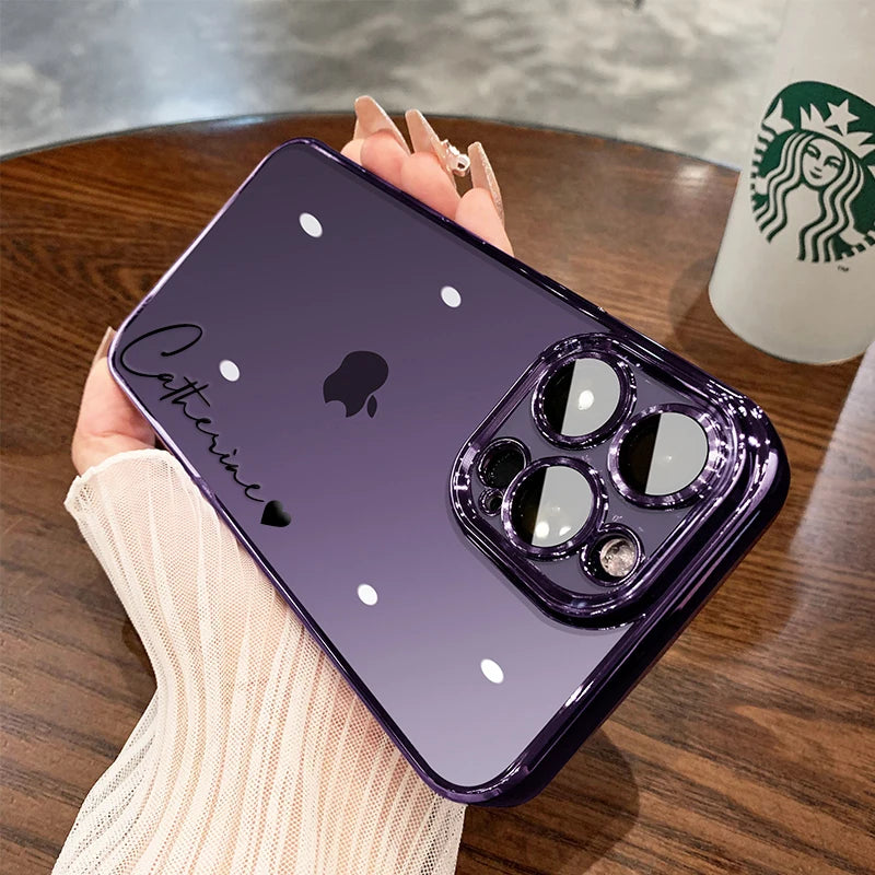 15 16 Pro Max Personalised Customized Name Case For iPhone 16 15 14 13 12 11 Pro Max Plating Transparent Clear Cover 16 Pro Max - Caseverse