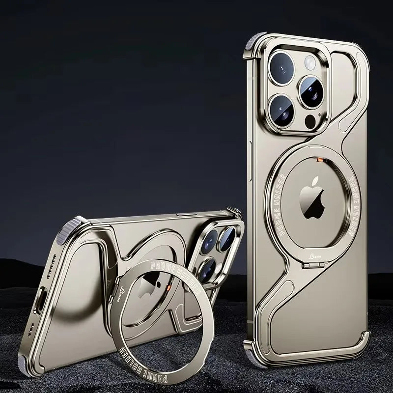 Shockproof Phone Case Z Shape Metal Frame for iPhone 16 Pro 15 14 13 Pro Max Plus Full Aluminium Alloy Magnetic Bracket Cases