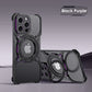 360° Stand Metal Rimless Magnetic Phone Case For iPhone 13 14 15 Pro Max Metal Bumper Lens Protection Metal Skeleton Phone Cover