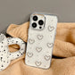 Cute Metal Love Heart Epoxy Glitter Phone Case For iPhone 16 15 14 13 12 11 Pro Max Plus Bling Clear Shockproof Soft Cover
