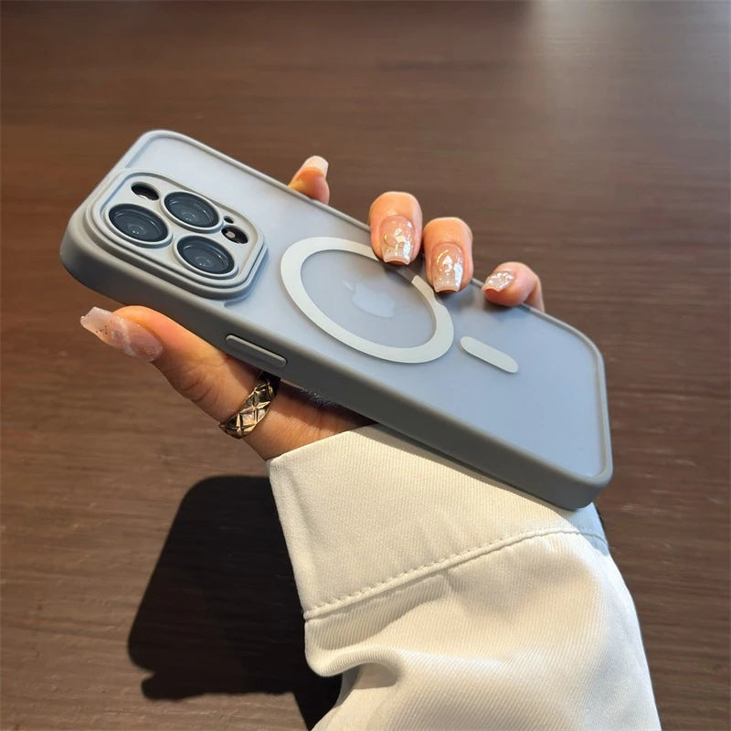 Luxury Magsafe Matte Transparent Phone Cases For iPhone 11 12 13 14 15 16 Pro Max Plus Magnetic Bumper Cases Cover