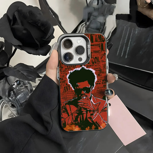 Singer  W-WeekndS Phone Case For iPhone 16 15 14 13 12 11 Pro Max Grey Black Matte Laser Metallic Aurora Funda