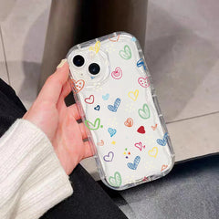 Gradient Love Heart Wavy Phone Case For IPhone 16 15 Pro Max 14 11 13 12 Mini XR 8 7 Plus X XS SE 2022 Clear Soft Silicone Cover