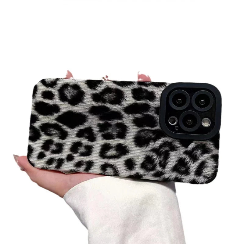 Black and white leopard print graphic phone case for iPhone 15 14 13 12 11 x XR Xs SE2 SE 8 7 plus pro Max mini Silic