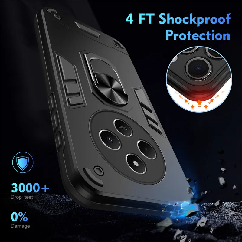 For Xiaomi Redmi 14C 4G Case Shockproof Armor Metal Ring Phone Cases For Mi Redmi 14C 4G Stand Holder Bumper Phone Cover - Caseverse
