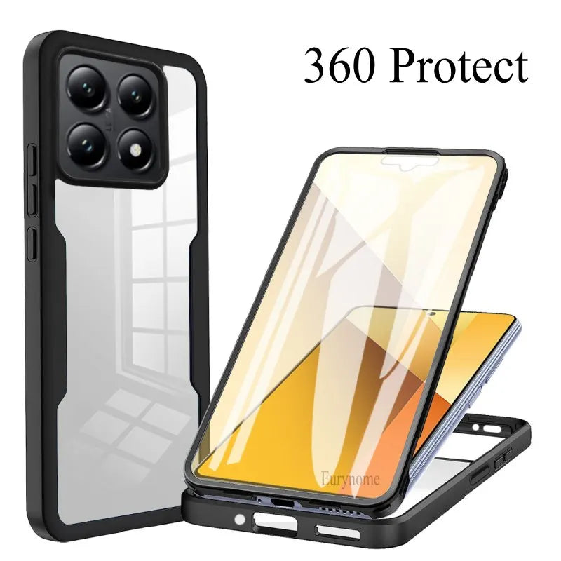 Case For Xiaomi Mi 14T Pro M 14 T P 13T 13 Redmi 14C 13C Mi14T 360 Shockproof Built in Screen Protector Plastic TPU Clear Cover - Caseverse