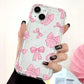 Case For iPhone 16 15 14 13 12 11 Pro Max Coquette Black Bowknot Print Clear Phone Cover For iPhone XR XS X 7 8 Plus SE2 Cases - Caseverse