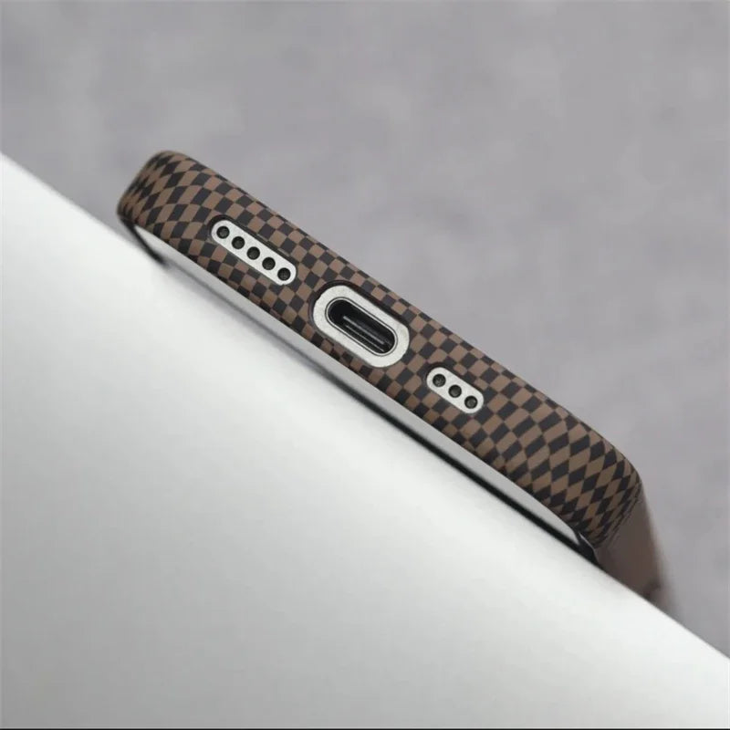 Luxury Matte Carbon Kevlar Metal Lens Magsafe Case For IPhone 16 Plus 15 14 13 12 Pro Max High Quality Business Phone Hard Cover