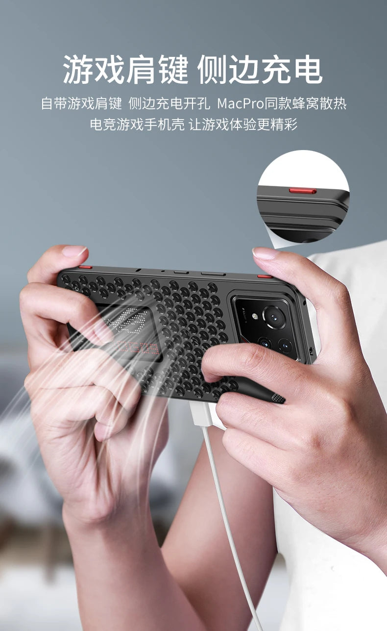 Case For ASUS ROG Phone 9 8 Pro Cover Aluminum Metal Copper Buckle Heat Dissipation Cases For Rog Phone9 Rog9 Rog8 Bumper Funda