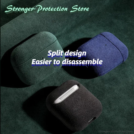 Italian Suede Leather Case For Airpods Pro 2 Luxury Artificial Leather All Inclusive Case For Airpods 4 3 Case Wireless Charge