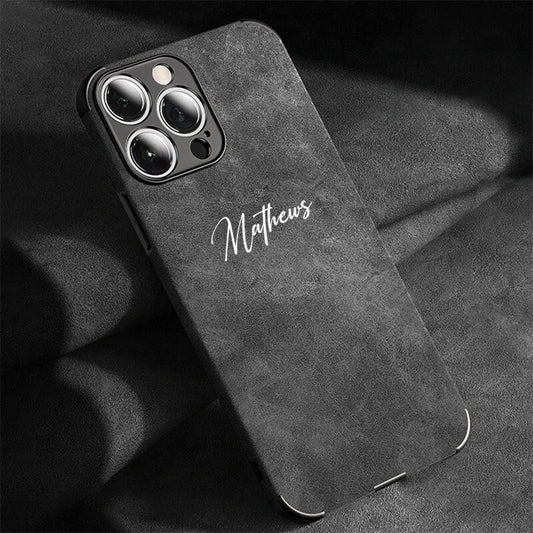 Personalized Luxury Leather Lambskin Case For iPhone 11 12 13 14 15 16 Pro Max Customized Name DIY Cover 11 12 13 14 15 Pro Max