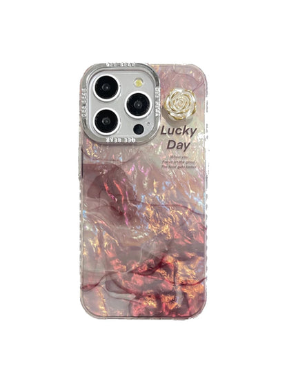 Fashion Glitter Laser Shiny Floral Marble Pattern Shell Case For iPhone 15 Pro Max 16 14 13 11 12 Shockproof Phone Cover Bumper - Caseverse