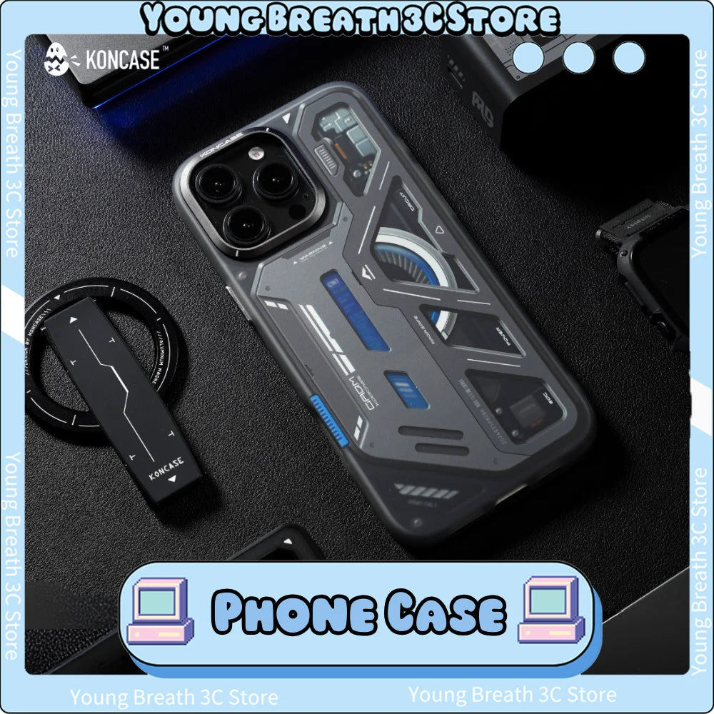 Koncase Phone Case Magnet Magnetic Anti-Drop Tpu Metal Lens Ring Aluminum Buttom N52 Phone Cover For iPhone 16 Pro Max Custom - Caseverse