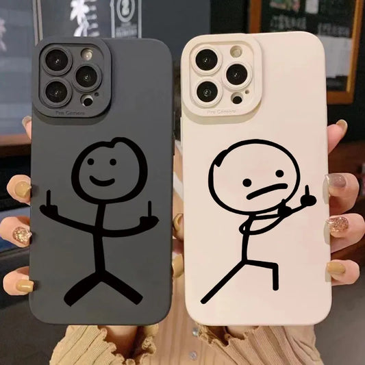 Cute Cartoon Matchman Matte Silicone Phone Case For iPhone 16 15 Soft Back Cover