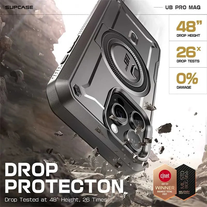 For iPhone 16 Pro Max Case 6.9“ 2024 SUPCASE UB Pro Mag Full Body Rugged Phone Case with Built-in Screen Protector Belt-Clip - Caseverse