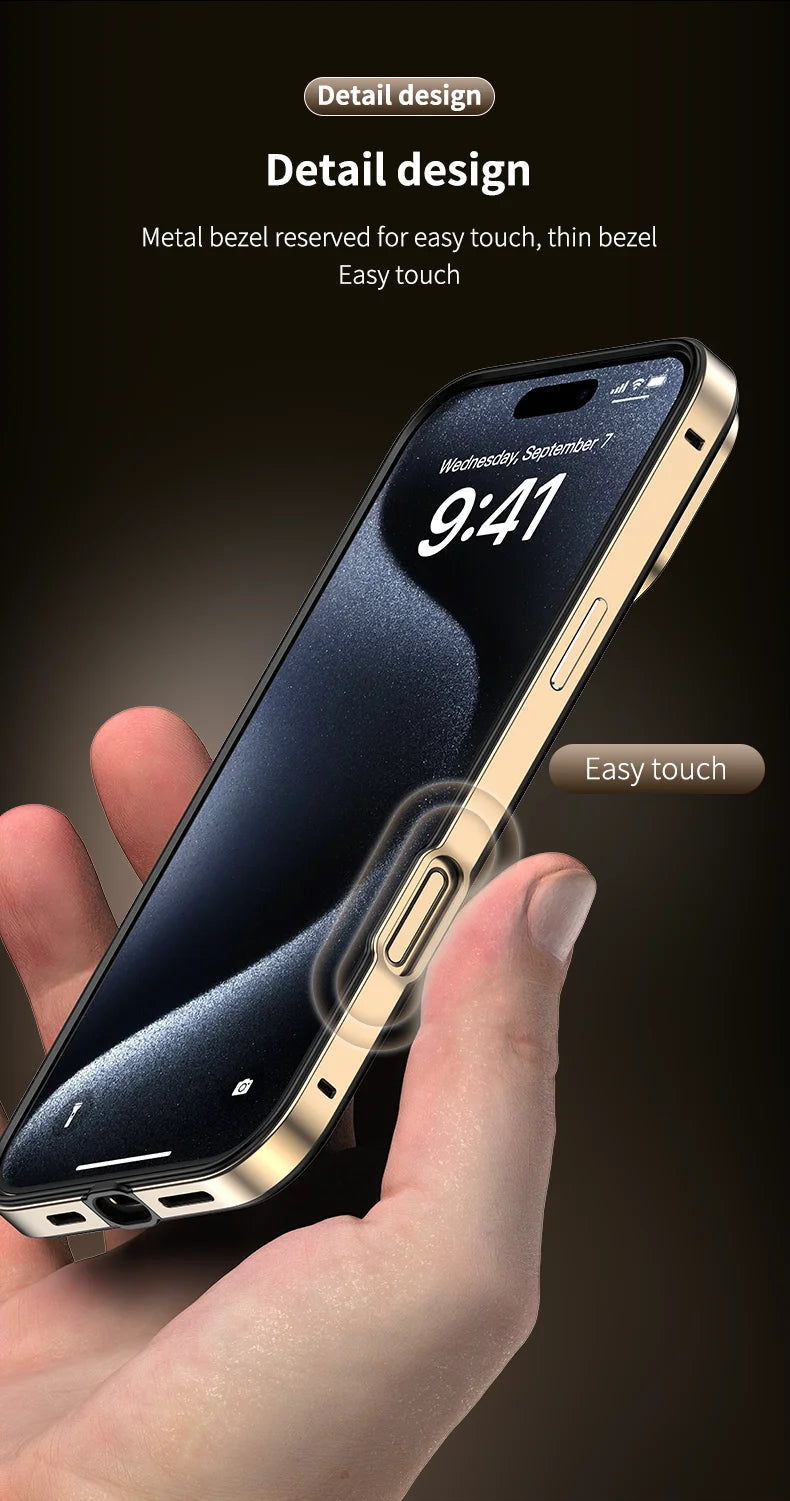 Camera Protection + Hybrid Silicone Frame Aluminum Metal Phone Case For iPhone 16 Pro Max 15 14 13 Better Heat Bumper
