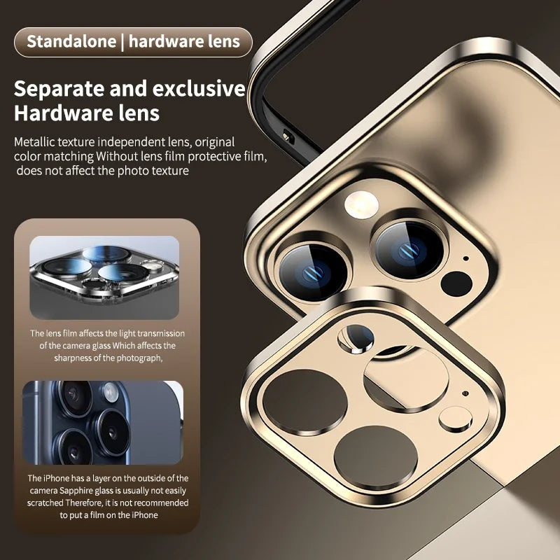 Camera Protection + Hybrid Silicone Frame Aluminum Metal Phone Case For iPhone 16 Pro Max 15 14 13 Better Heat Bumper