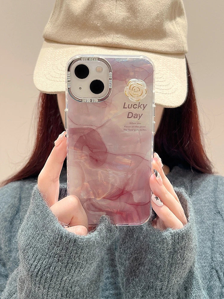 Fashion Glitter Laser Shiny Floral Marble Pattern Shell Case For iPhone 15 Pro Max 16 14 13 11 12 Shockproof Phone Cover Bumper - Caseverse