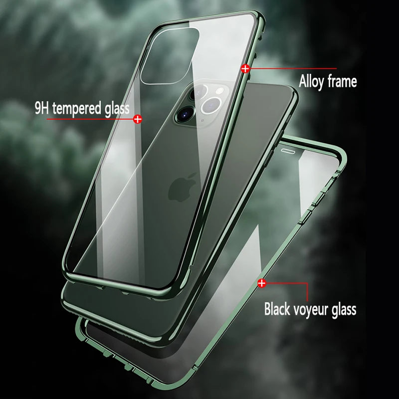 360 Metal Magnetic Case For iPhone 13 12 Mini 11 12 13 14 Pro Max Cases For iPhone X XR XS MAX 7 8 6 6S Plus SE 2020 Cover Coque