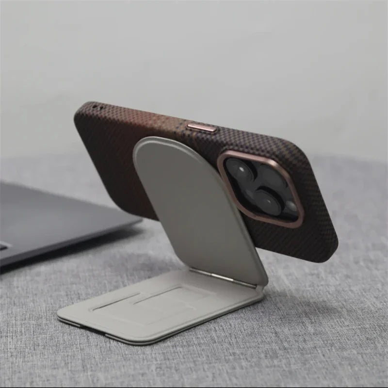 Luxury Matte Carbon Kevlar Metal Lens Magsafe Case For IPhone 16 Plus 15 14 13 12 Pro Max High Quality Business Phone Hard Cover