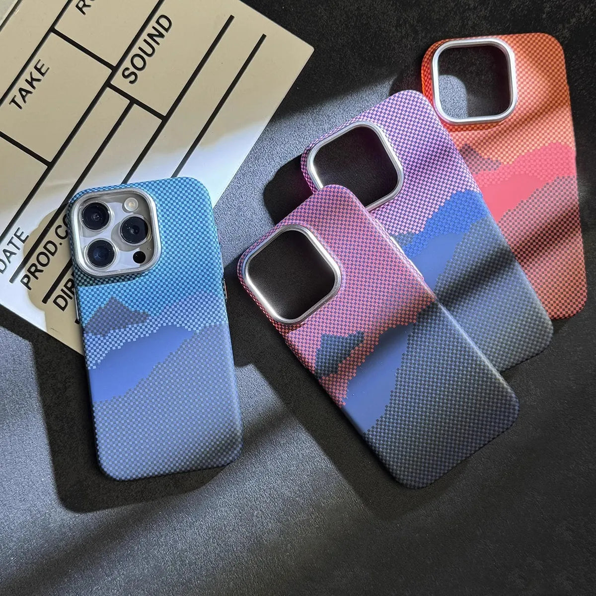 Magnetic Kevlar Carbon Fiber Pattern For iPhone 16Pro 15 Pro Max 14 13 12 Pro Plaid Personalized Phone Case For 12 13 14 Pro Max - Caseverse
