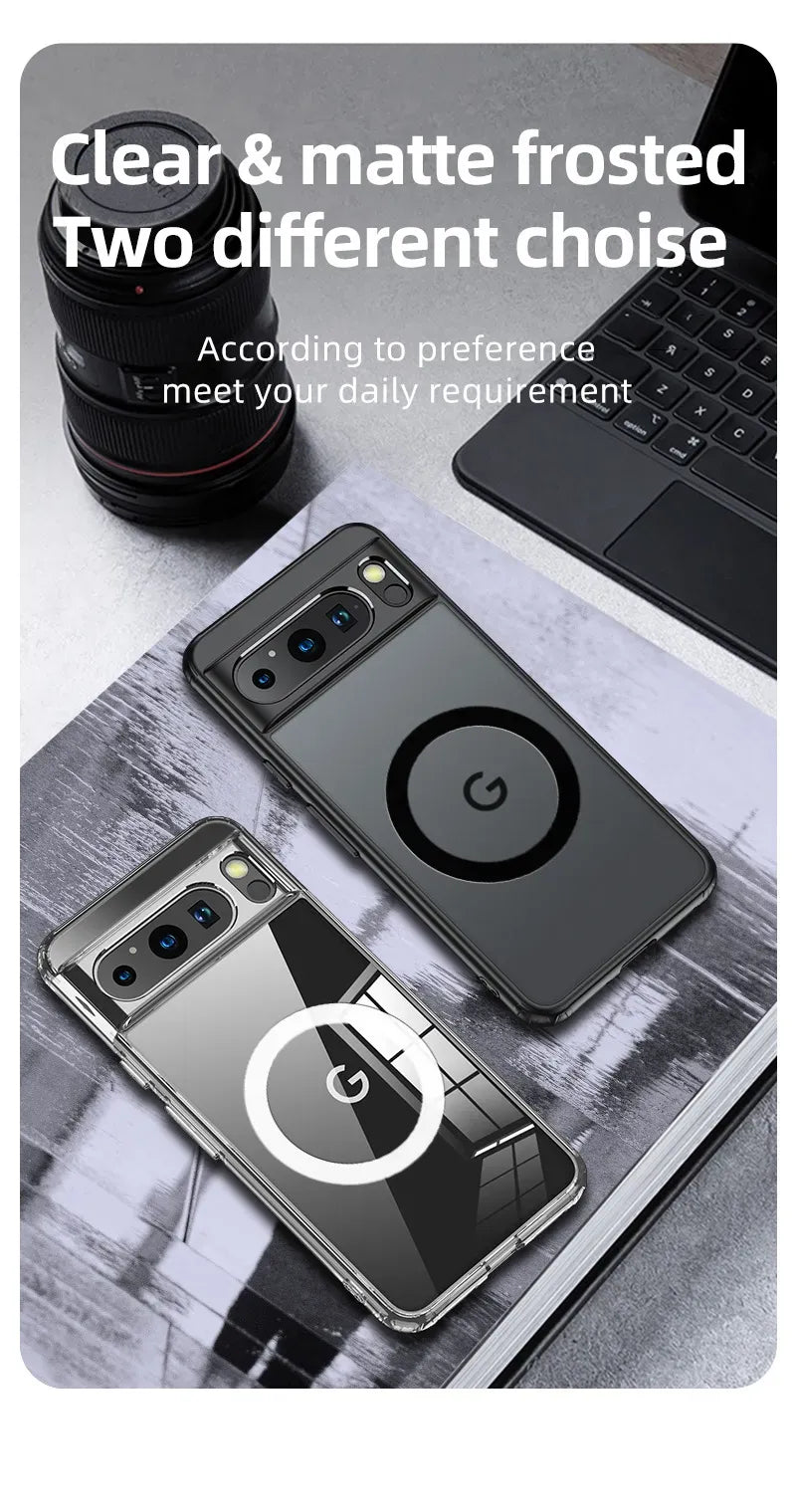 For Google Pixel 9 8 Pro XL 7 8a 7a Case Magnetic Wireless Charging Translucent Frosted Shockproof Bumper Soft Cover Accessory