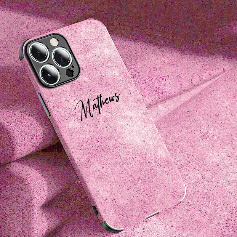 Personalized Luxury Leather Lambskin Case For iPhone 11 12 13 14 15 16 Pro Max Customized Name DIY Cover 11 12 13 14 15 Pro Max - Caseverse