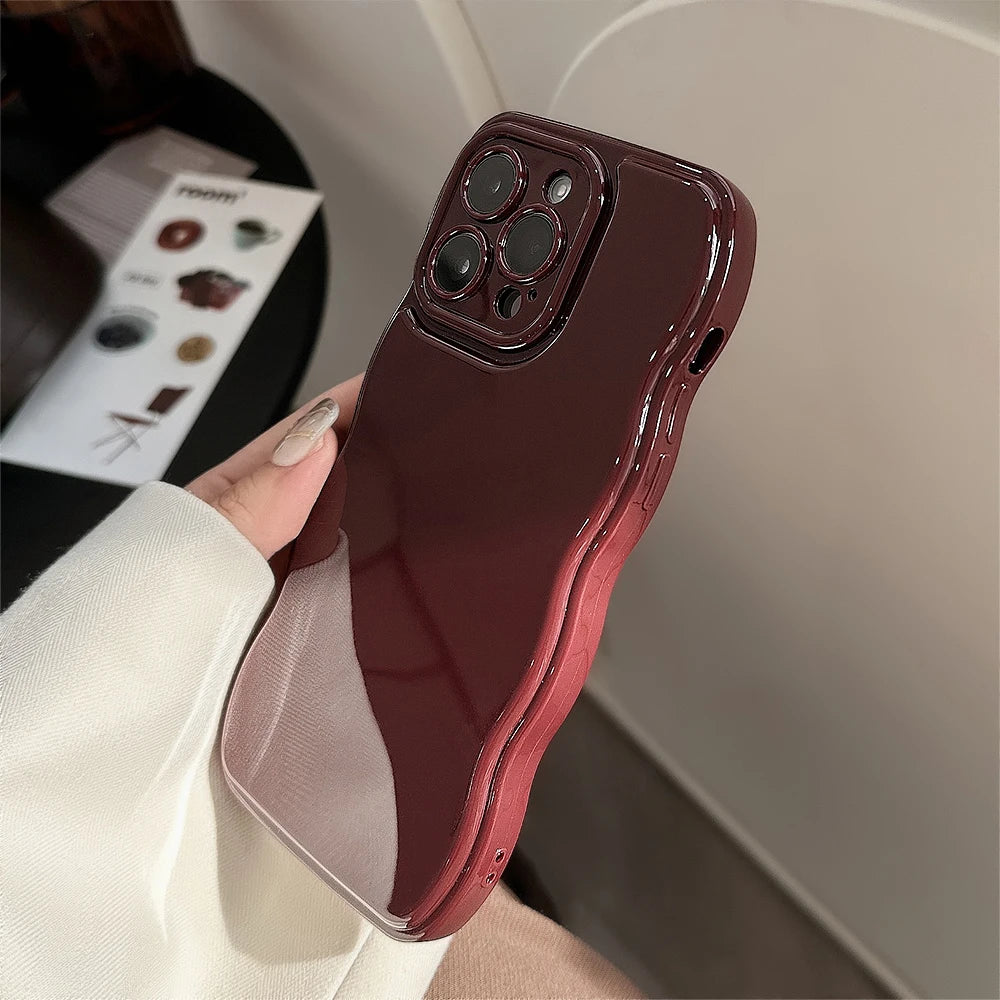 New Men Women Wave Phone Case For iPhone 12 13 14 15 16 Pro Max Shockproof Dissipate Heat Silicone Soft Cases Protective Shell - Caseverse