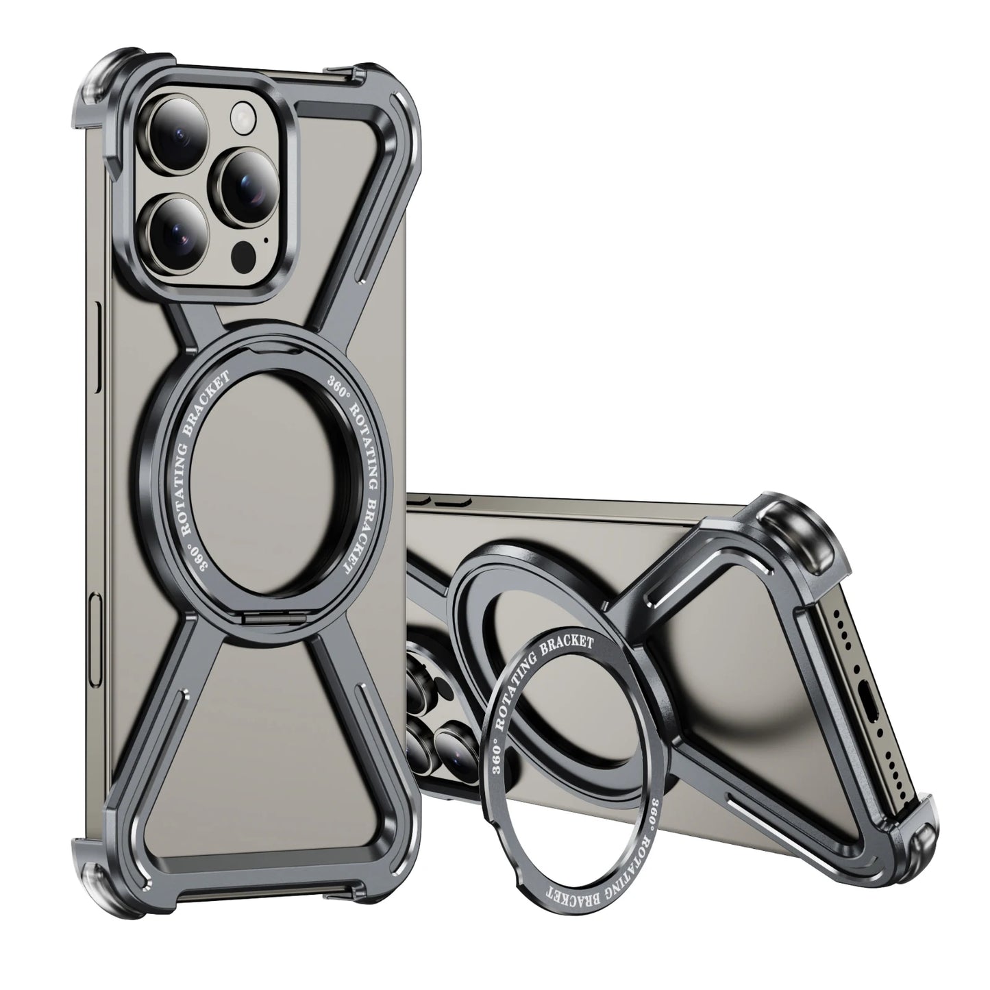Aluminum Alloy Military armor Rimless Magnetic Phone Case For iphone 16 13 14 15 Plus Pro Max 16E E Metal Airbag protection case - Caseverse